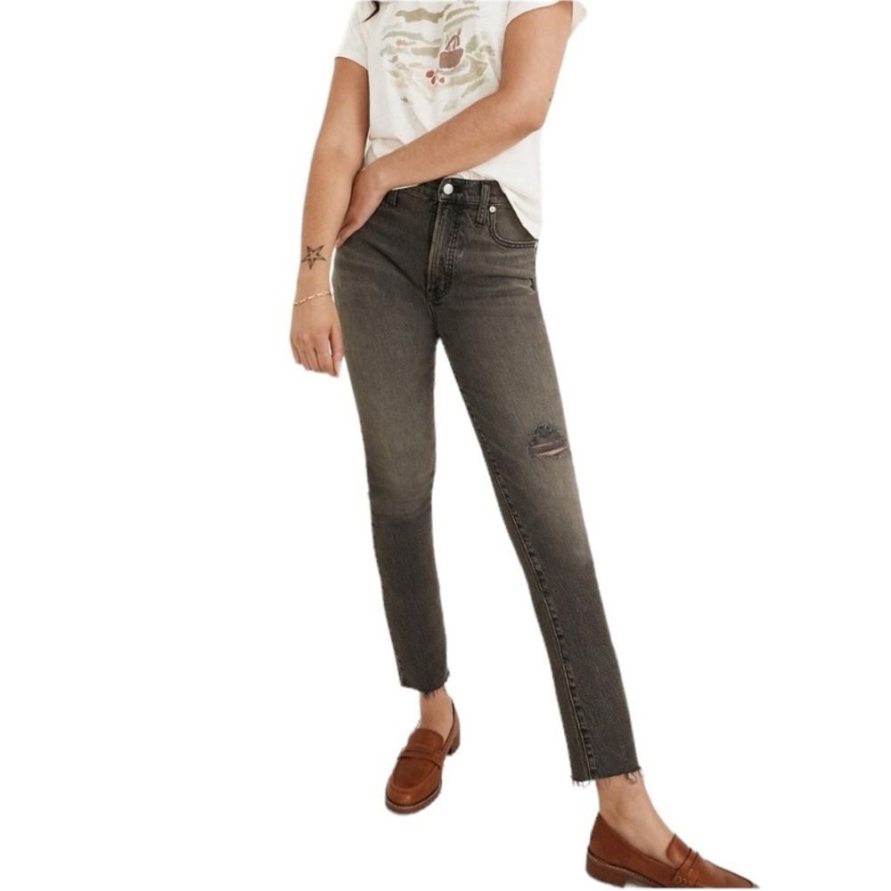 Madewell New! Perfect Vintage High Rise Distressed Jeans Cosner Wash Knee Rip